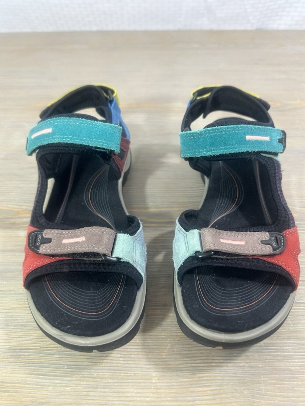 Ecco Offroad Yucatan Sandals Womens Size EU 39 US 8-8.5 Multicolor Suede EUC